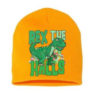 Rex The Halls Dinosaur Christmas Short Acrylic Beanie