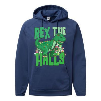 Rex The Halls Dinosaur Christmas Performance Fleece Hoodie