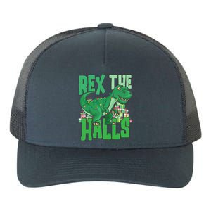 Rex The Halls Dinosaur Christmas Yupoong Adult 5-Panel Trucker Hat