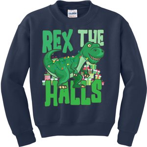 Rex The Halls Dinosaur Christmas Kids Sweatshirt