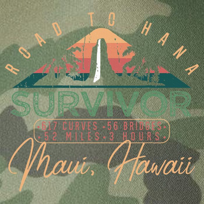 Road To Hana Survivor Curvy Palm Maui Hawaii Lover Legacy Tie Dye Trucker Hat