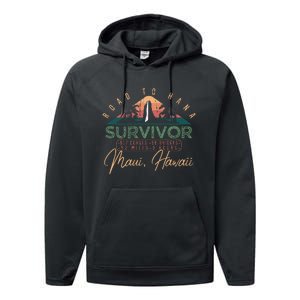 Road To Hana Survivor Curvy Palm Maui Hawaii Lover Performance Fleece Hoodie