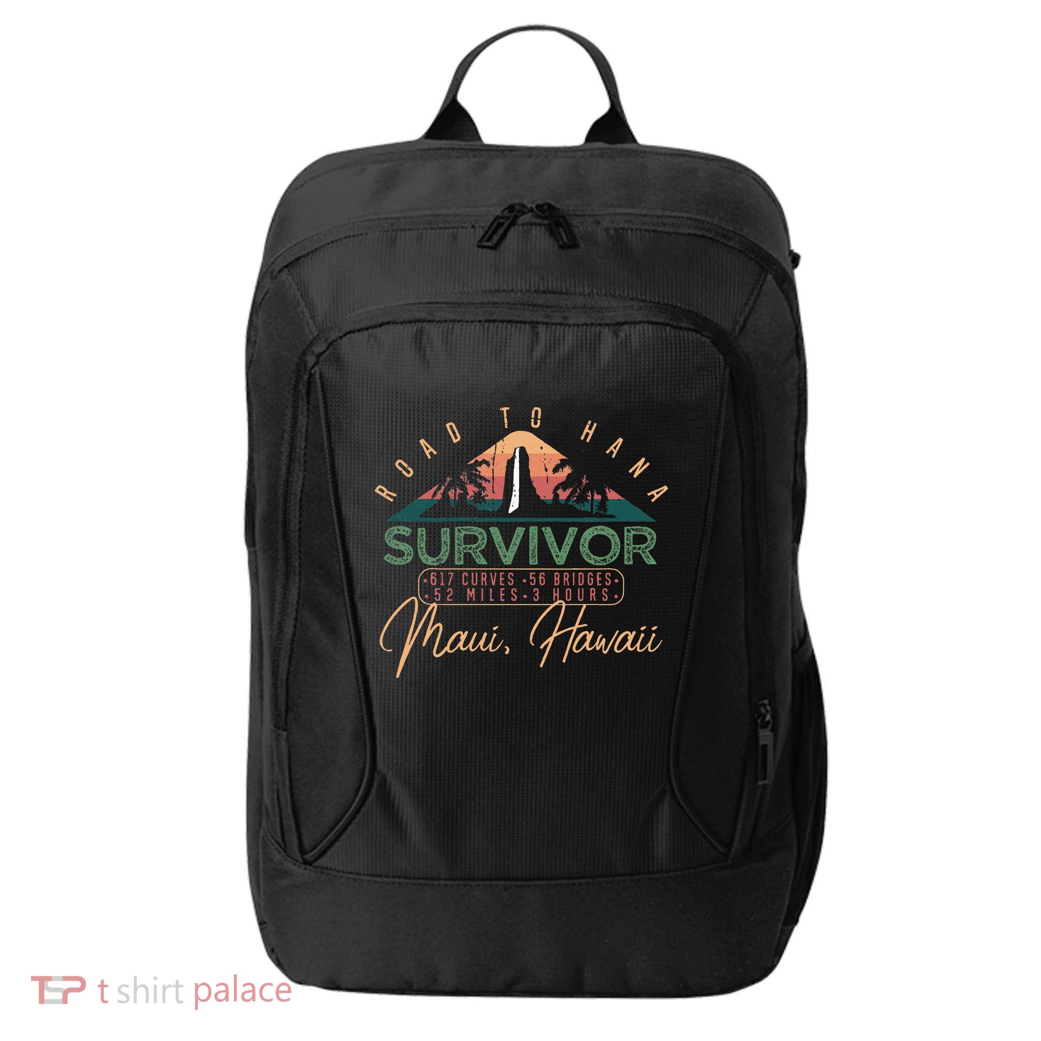 Road To Hana Survivor Curvy Palm Maui Hawaii Lover City Backpack