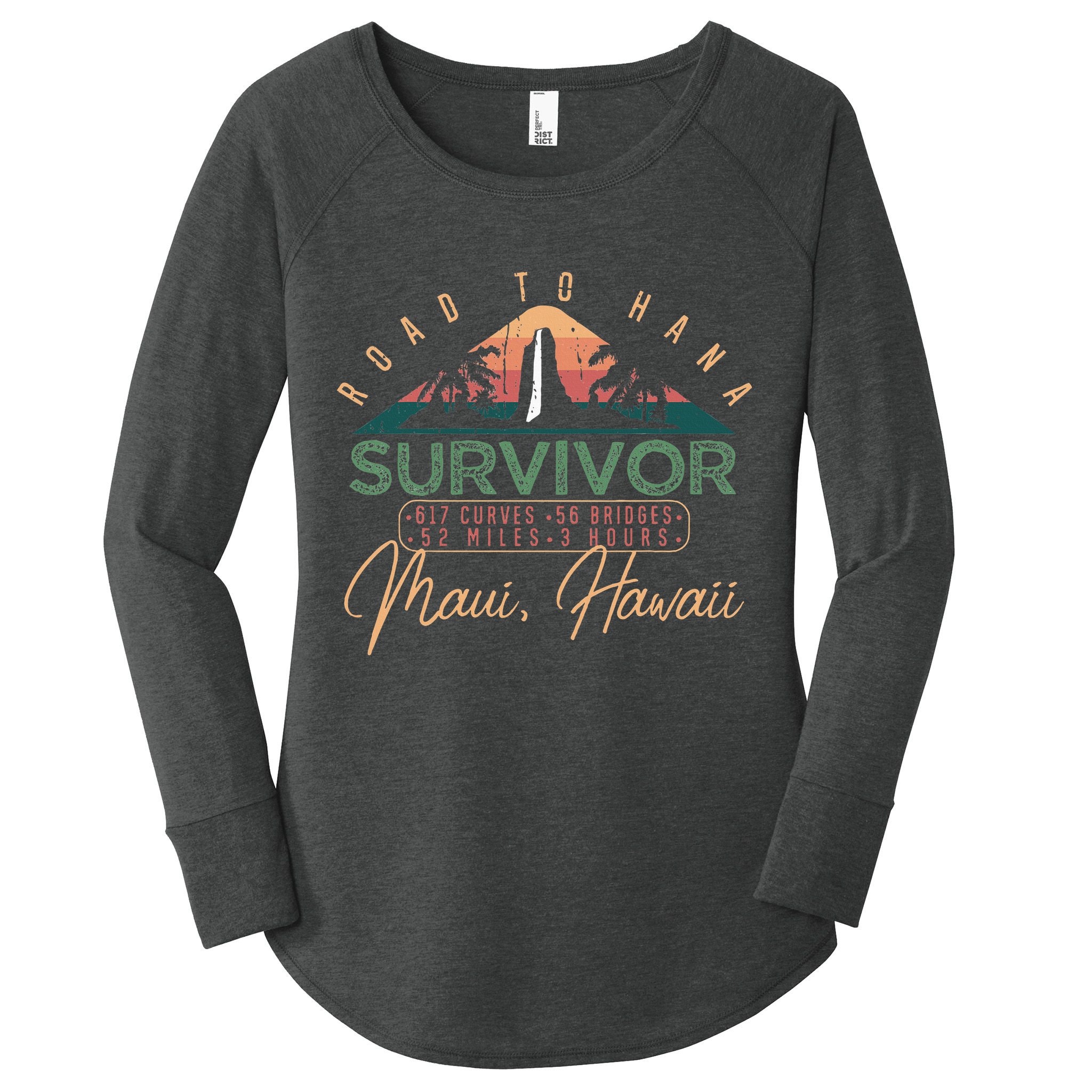 Road To Hana Survivor Curvy Palm Maui Hawaii Lover Women's Perfect Tri Tunic Long Sleeve Shirt