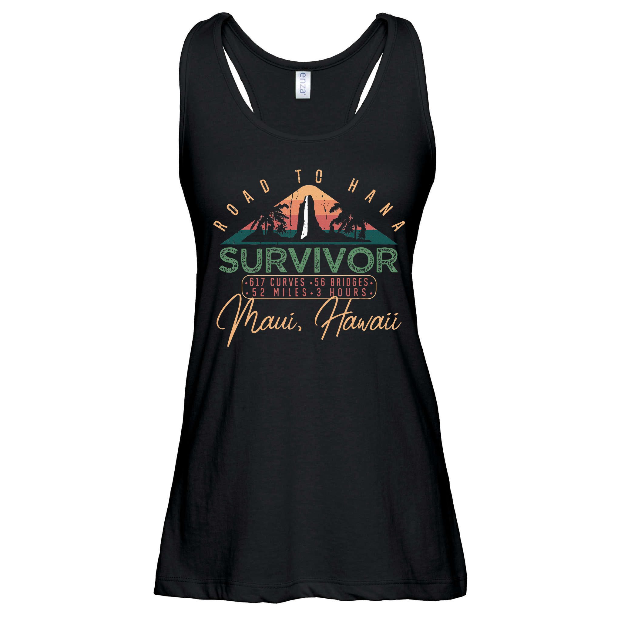 Road To Hana Survivor Curvy Palm Maui Hawaii Lover Ladies Essential Flowy Tank