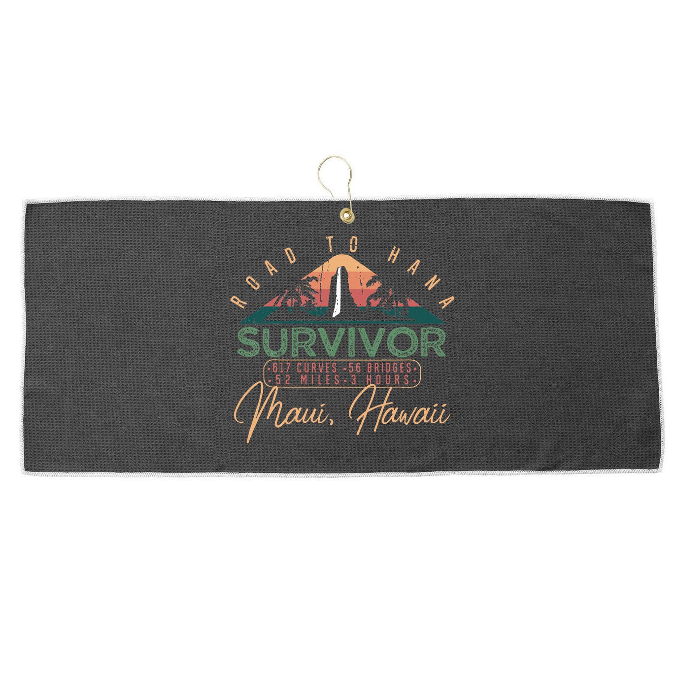Road To Hana Survivor Curvy Palm Maui Hawaii Lover Large Microfiber Waffle Golf Towel