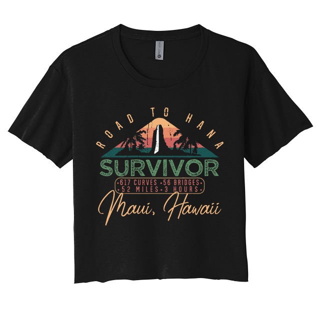 Road To Hana Survivor Curvy Palm Maui Hawaii Lover Crop Top