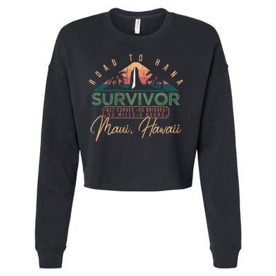 Road To Hana Survivor Curvy Palm Maui Hawaii Lover Cropped Pullover Crew
