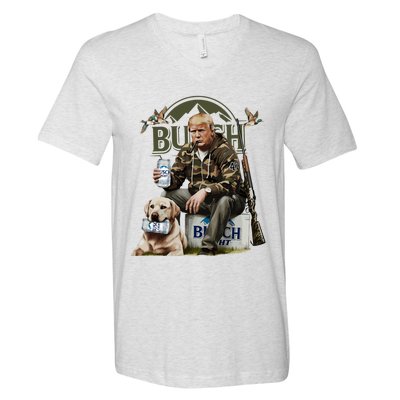 Retro Trump Hunting Deer Funny Beer Drinking Beer Hunting V-Neck T-Shirt