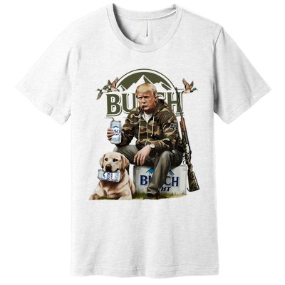 Retro Trump Hunting Deer Funny Beer Drinking Beer Hunting Premium T-Shirt