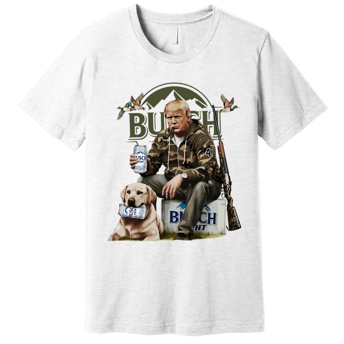 Retro Trump Hunting Deer Funny Beer Drinking Beer Hunting Premium T-Shirt