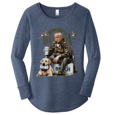 Retro Trump Hunting Deer Funny Beer Drinking Beer Hunting Women's Perfect Tri Tunic Long Sleeve Shirt