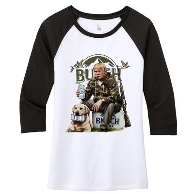 Retro Trump Hunting Deer Funny Beer Drinking Beer Hunting Women's Tri-Blend 3/4-Sleeve Raglan Shirt