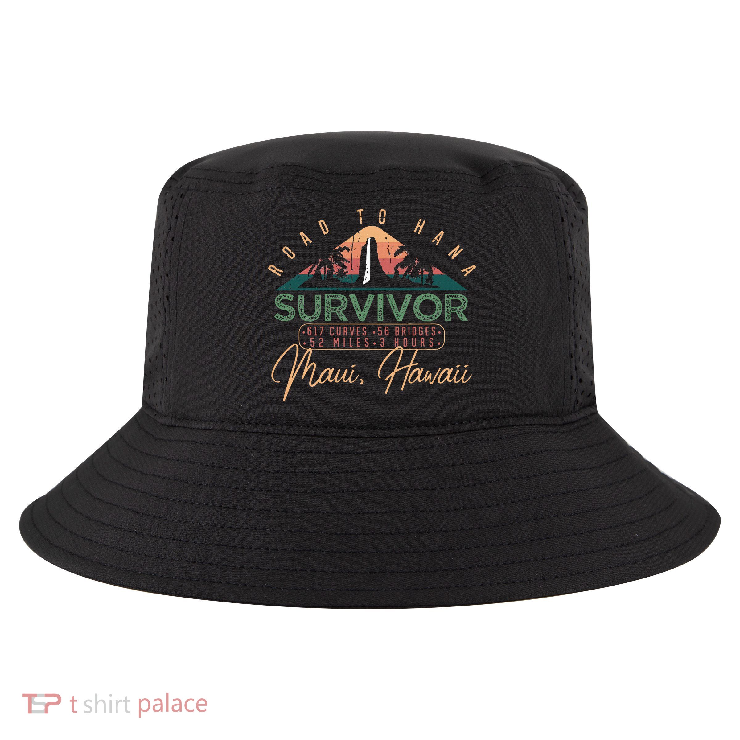 Road To Hana Survivor Curvy Palm Maui Hawaii Lover Cool Comfort Performance Bucket Hat
