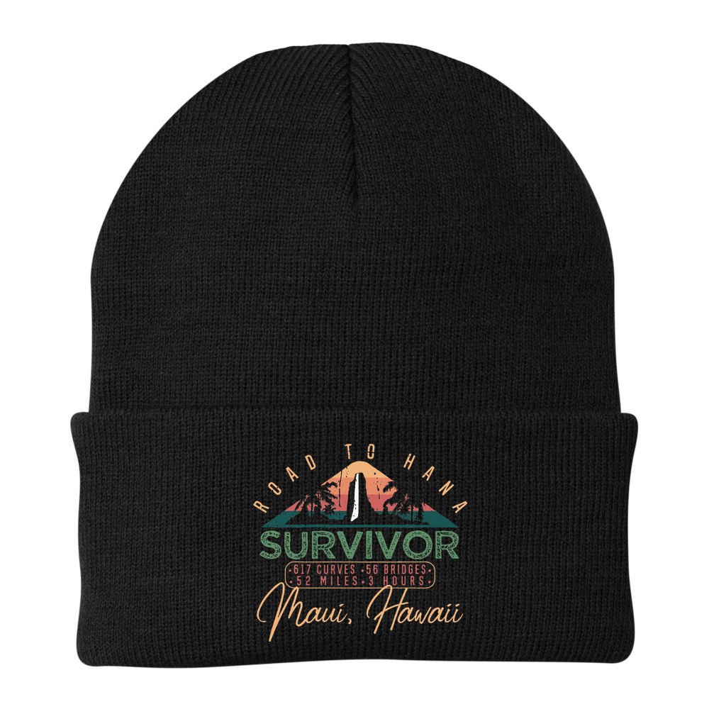 Road To Hana Survivor Curvy Palm Maui Hawaii Lover Beanie