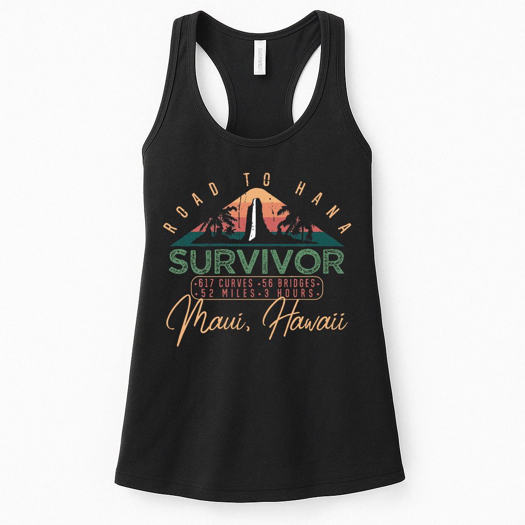 Road To Hana Survivor Curvy Palm Maui Hawaii Lover Womens Tank Top