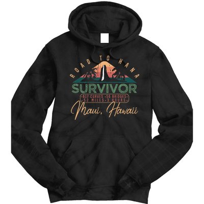 Road To Hana Survivor Curvy Palm Maui Hawaii Lover Tie Dye Hoodie