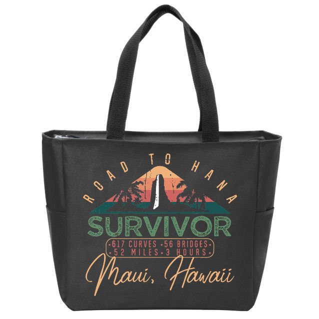 Road To Hana Survivor Curvy Palm Maui Hawaii Lover Zip Tote Bag