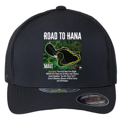 Road To Hana Map Maui Island Surfing Hawaiian Beach Summer Flexfit Unipanel Trucker Cap