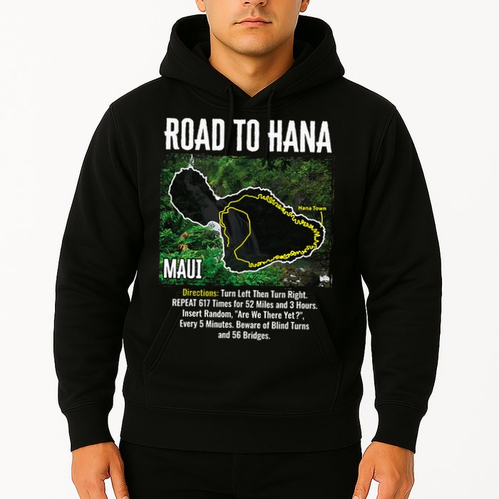 Road To Hana Map Maui Island Surfing Hawaiian Beach Summer Hoodie