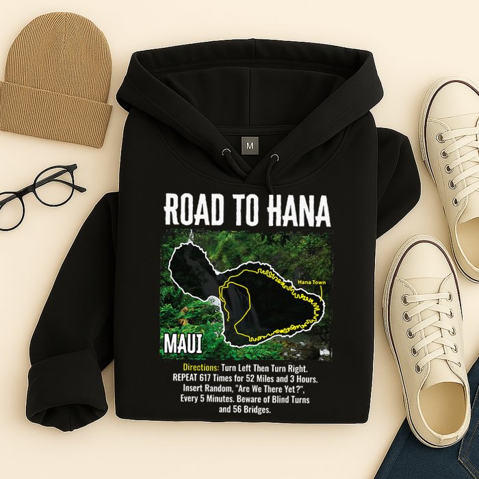 Road To Hana Map Maui Island Surfing Hawaiian Beach Summer Hoodie