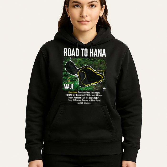 Road To Hana Map Maui Island Surfing Hawaiian Beach Summer Hoodie