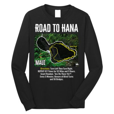 Road To Hana Map Maui Island Surfing Hawaiian Beach Summer Long Sleeve Shirt
