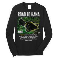 Road To Hana Map Maui Island Surfing Hawaiian Beach Summer Long Sleeve Shirt