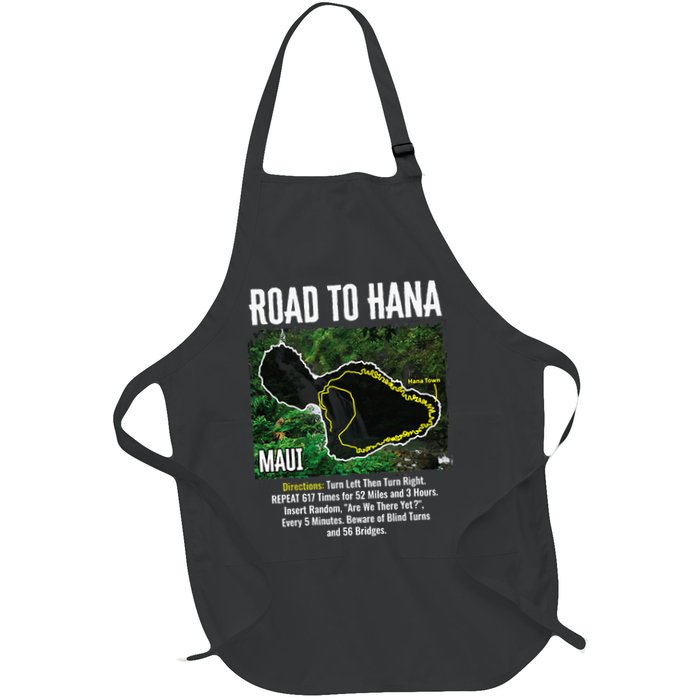 Road To Hana Map Maui Island Surfing Hawaiian Beach Summer Full-Length Apron With Pockets