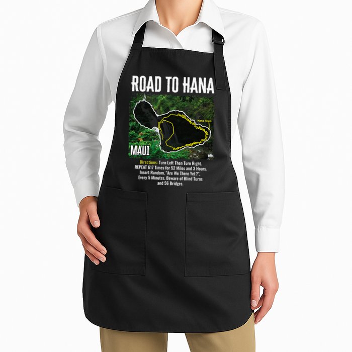 Road To Hana Map Maui Island Surfing Hawaiian Beach Summer Full-Length Apron With Pockets