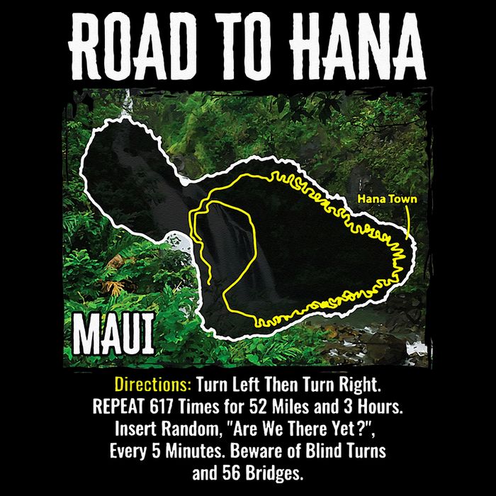 Road To Hana Map Maui Island Surfing Hawaiian Beach Summer Full-Length Apron With Pockets