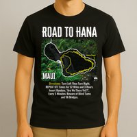 Road To Hana Map Maui Island Surfing Hawaiian Beach Summer T-Shirt