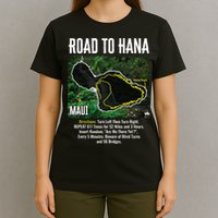 Road To Hana Map Maui Island Surfing Hawaiian Beach Summer T-Shirt