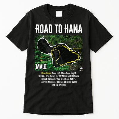 Road To Hana Map Maui Island Surfing Hawaiian Beach Summer Tall T-Shirt