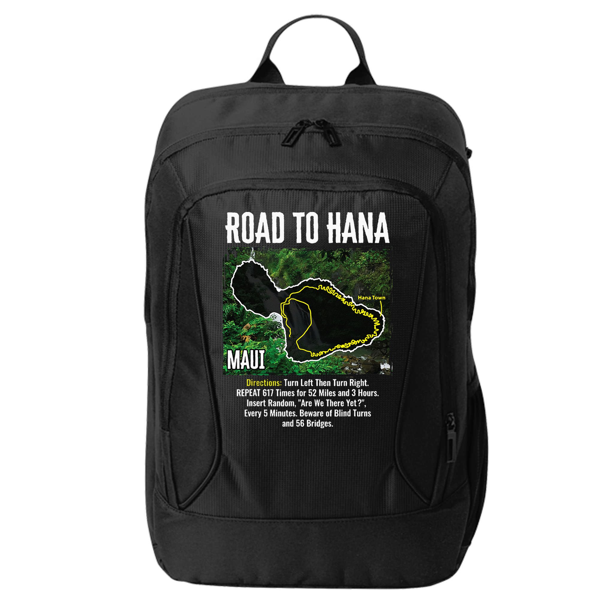 Road To Hana Map Maui Island Surfing Hawaiian Beach Summer City Backpack