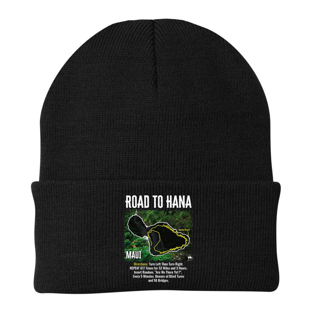 Road To Hana Map Maui Island Surfing Hawaiian Beach Summer Beanie