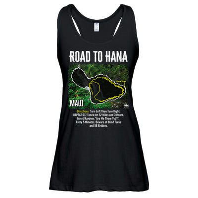 Road To Hana Map Maui Island Surfing Hawaiian Beach Summer Ladies Essential Flowy Tank
