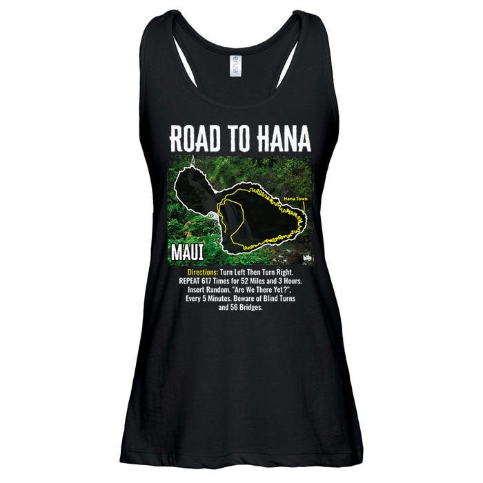 Road To Hana Map Maui Island Surfing Hawaiian Beach Summer Ladies Essential Flowy Tank