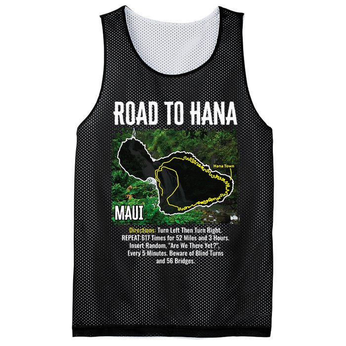 Road To Hana Map Maui Island Surfing Hawaiian Beach Summer Mesh Reversible Basketball Jersey Tank