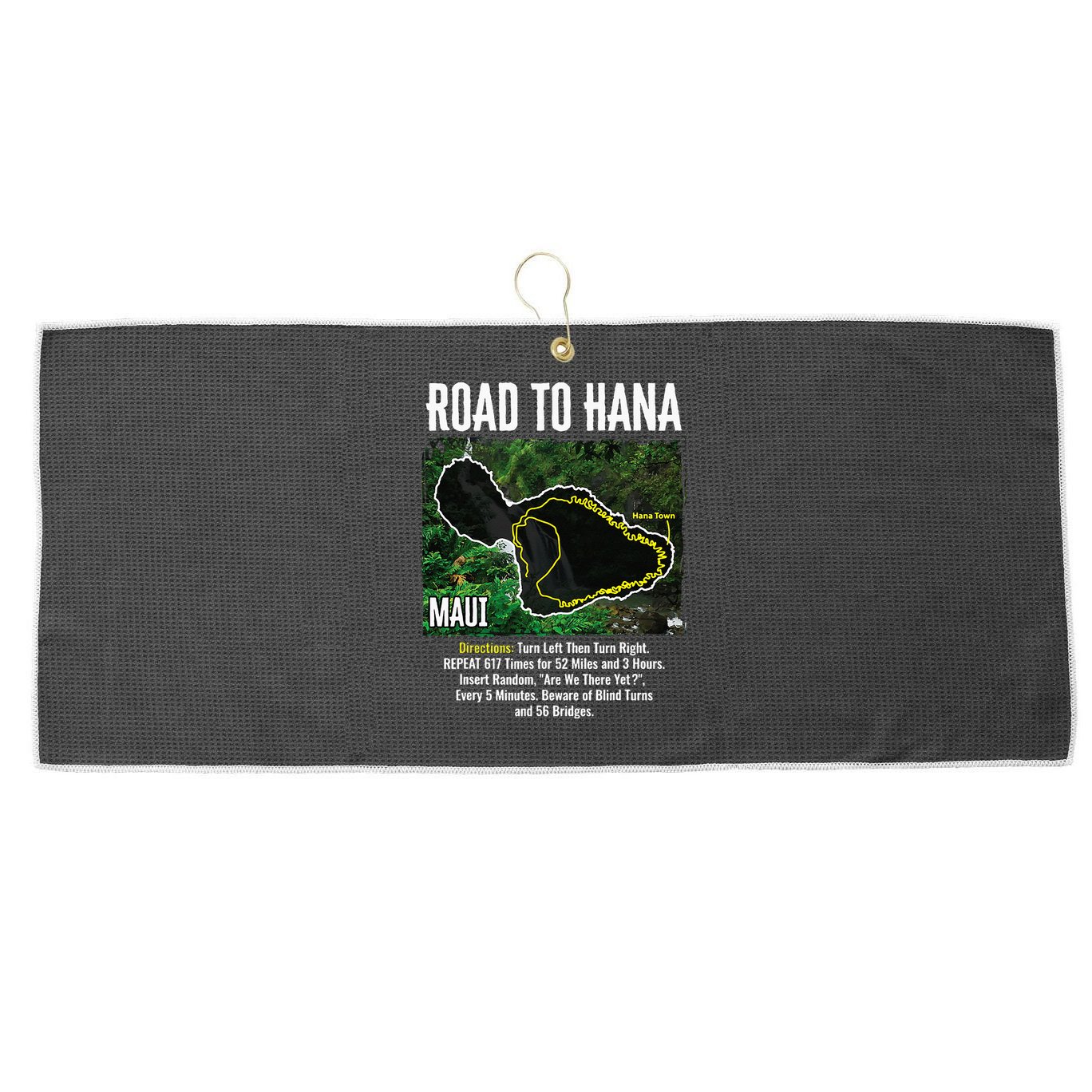 Road To Hana Map Maui Island Surfing Hawaiian Beach Summer Large Microfiber Waffle Golf Towel