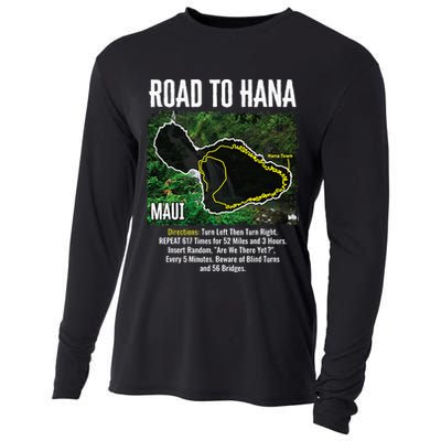 Road To Hana Map Maui Island Surfing Hawaiian Beach Summer Cooling Performance Long Sleeve Crew