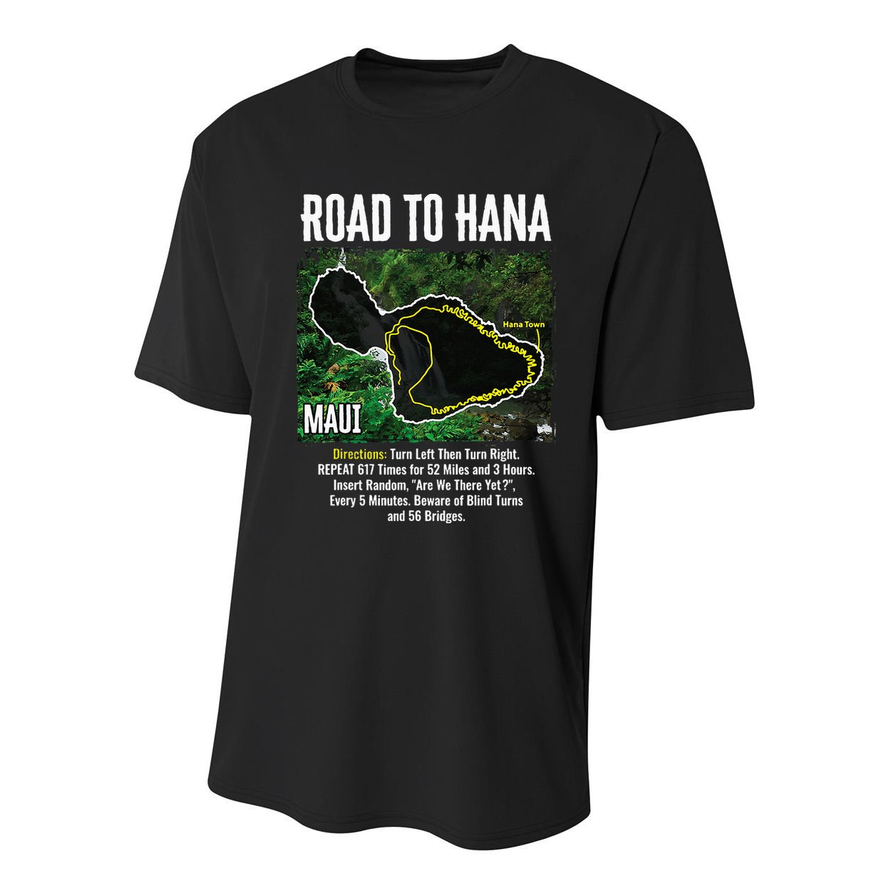 Road To Hana Map Maui Island Surfing Hawaiian Beach Summer Youth Performance Sprint T-Shirt