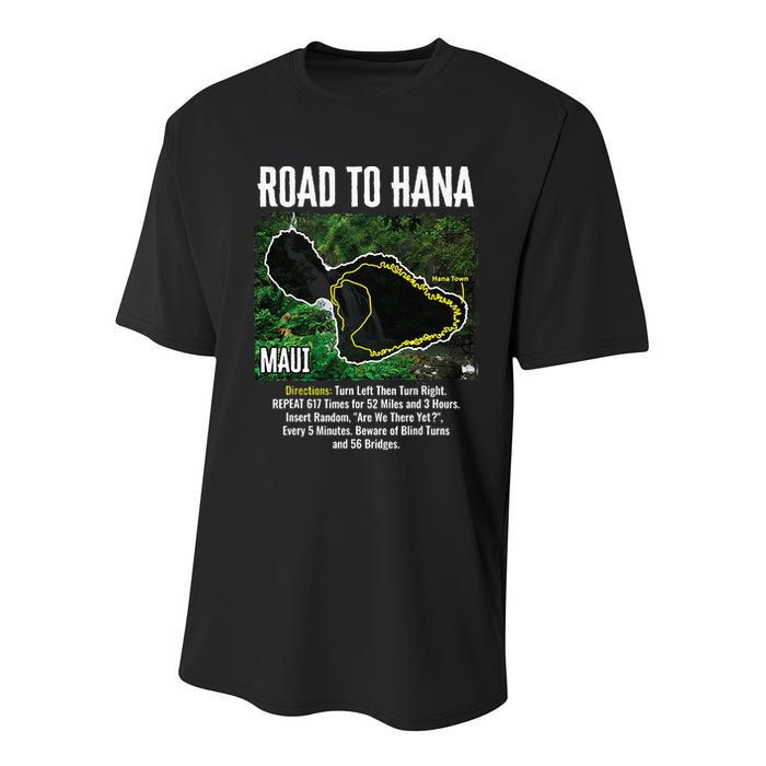 Road To Hana Map Maui Island Surfing Hawaiian Beach Summer Youth Performance Sprint T-Shirt
