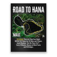 Road To Hana Map Maui Island Surfing Hawaiian Beach Summer Poster