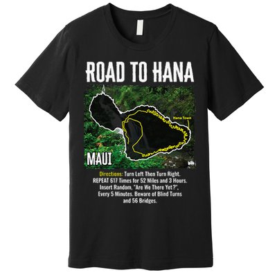 Road To Hana Map Maui Island Surfing Hawaiian Beach Summer Premium T-Shirt