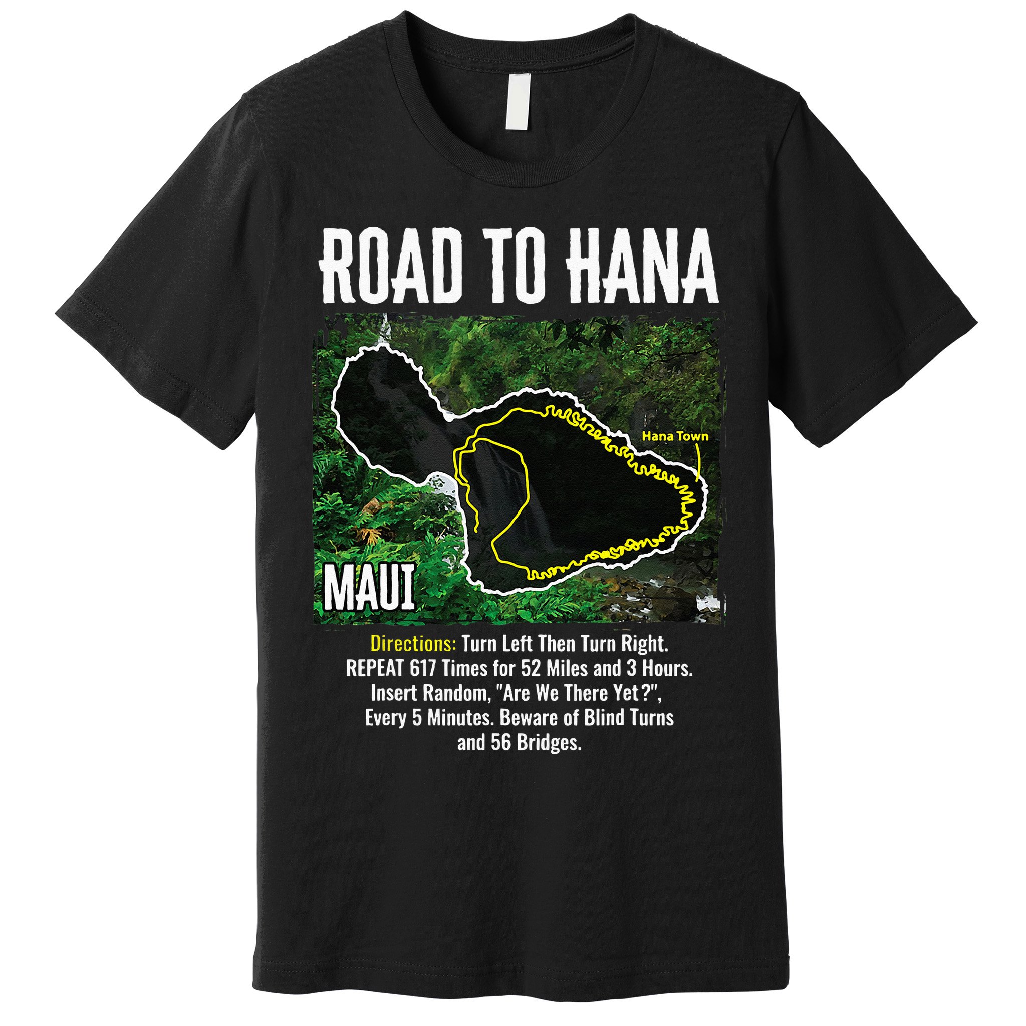 Road To Hana Map Maui Island Surfing Hawaiian Beach Summer Premium T-Shirt