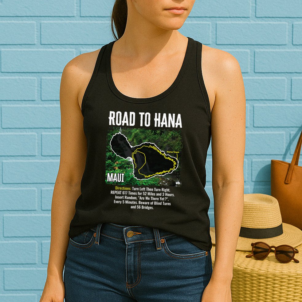 Road To Hana Map Maui Island Surfing Hawaiian Beach Summer Womens Tank Top