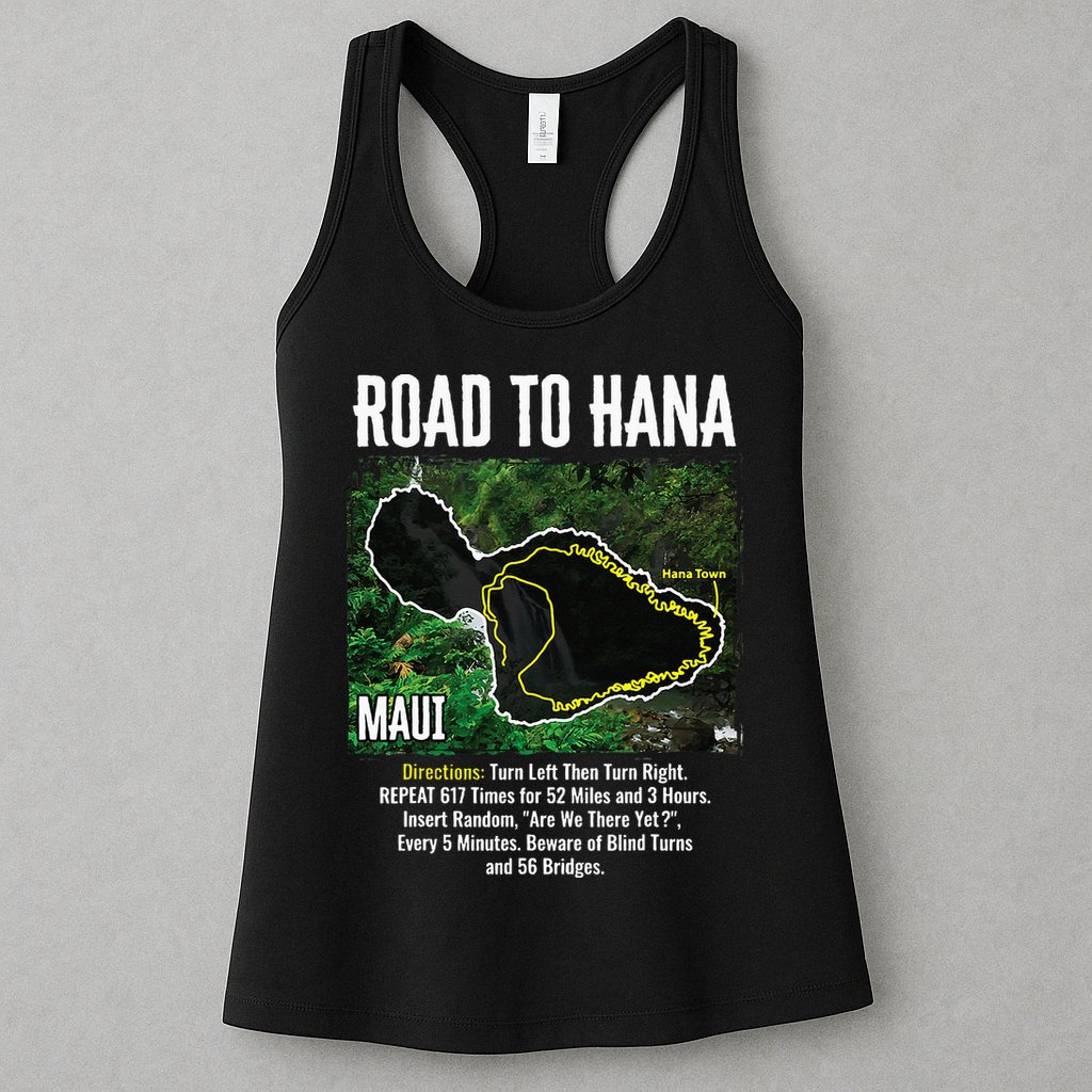 Road To Hana Map Maui Island Surfing Hawaiian Beach Summer Womens Tank Top