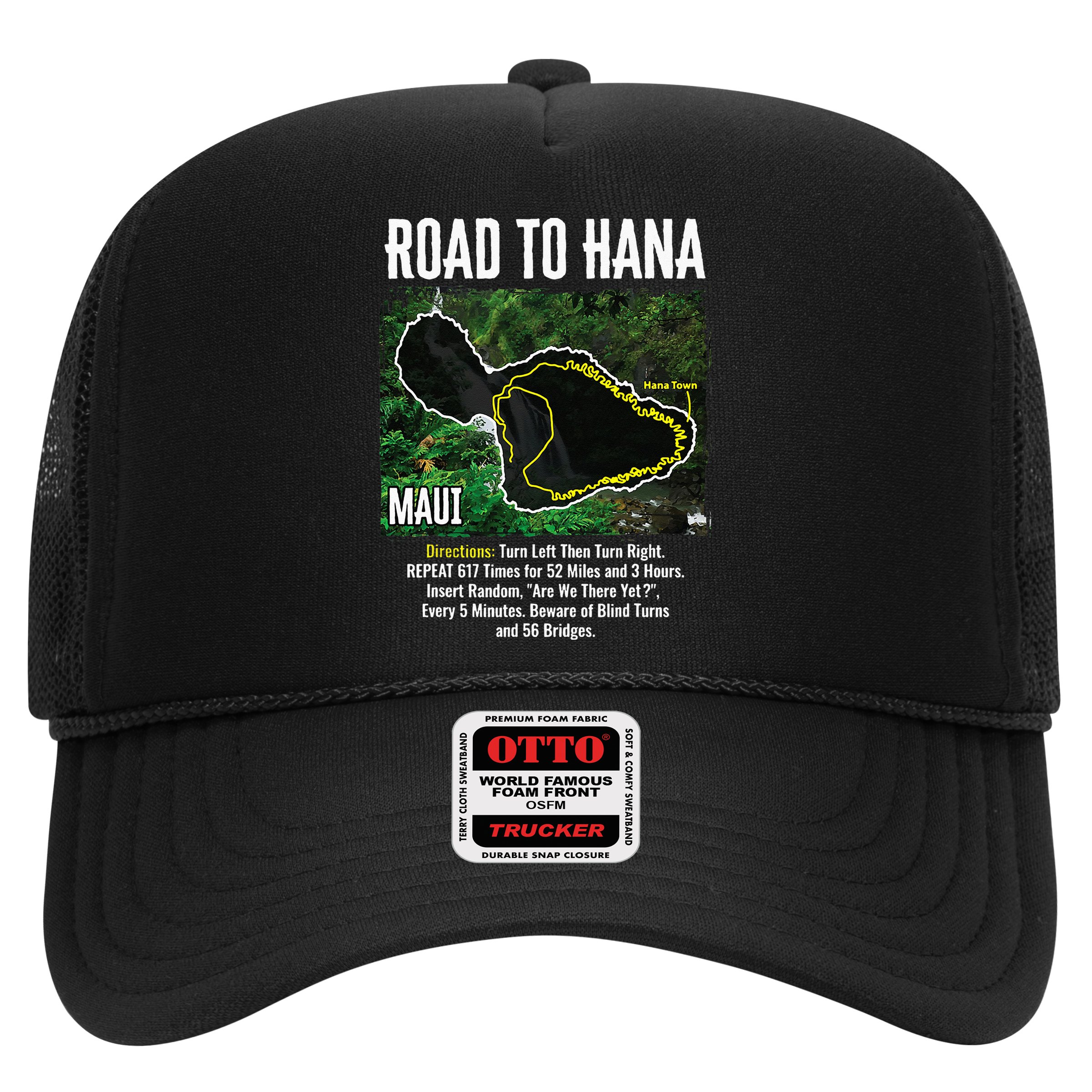 Road To Hana Map Maui Island Surfing Hawaiian Beach Summer Hat