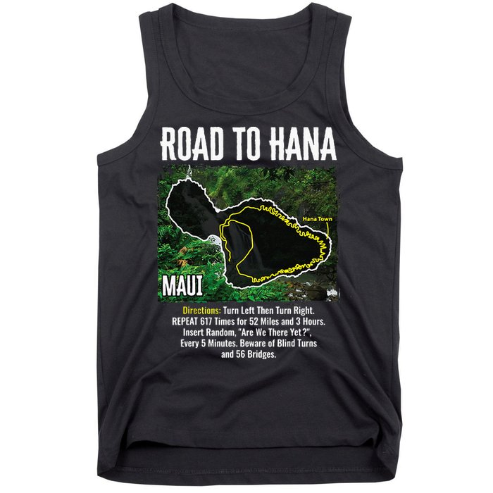 Road To Hana Map Maui Island Surfing Hawaiian Beach Summer Tank Top